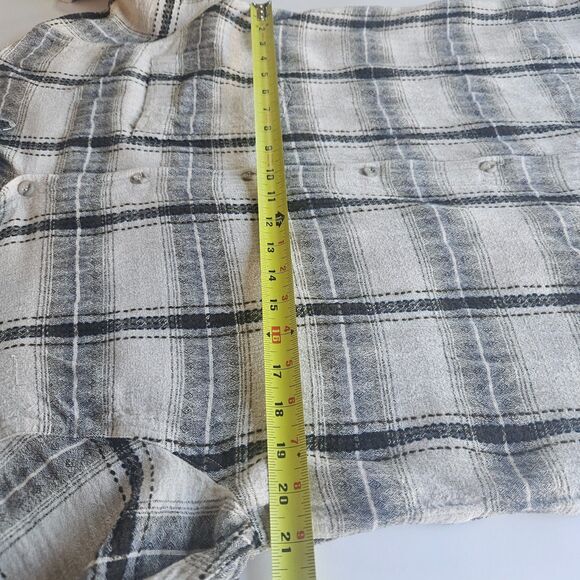 Lemon Grass Linen Blend Casual Button Up Striped Shirt Flannel Style Large - Picture 7 of 7